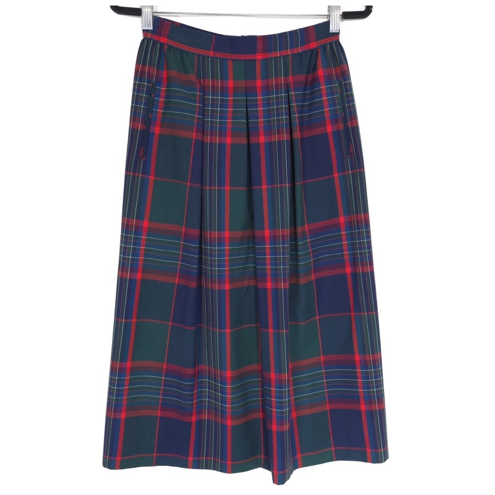 PENDLETON Plaid 100% Virgin Wool Skirt Knee Lenght Vintage USA Made Size 8 Check - Picture 3 of 11